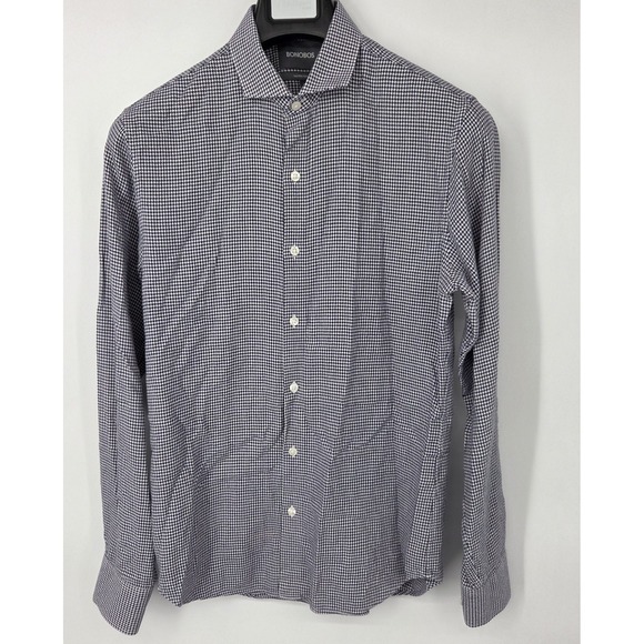 Bonobos Flannel Shirt Men's Medium Blue Houndstooth Slim Fit Button Down Soft - Picture 2 of 9
